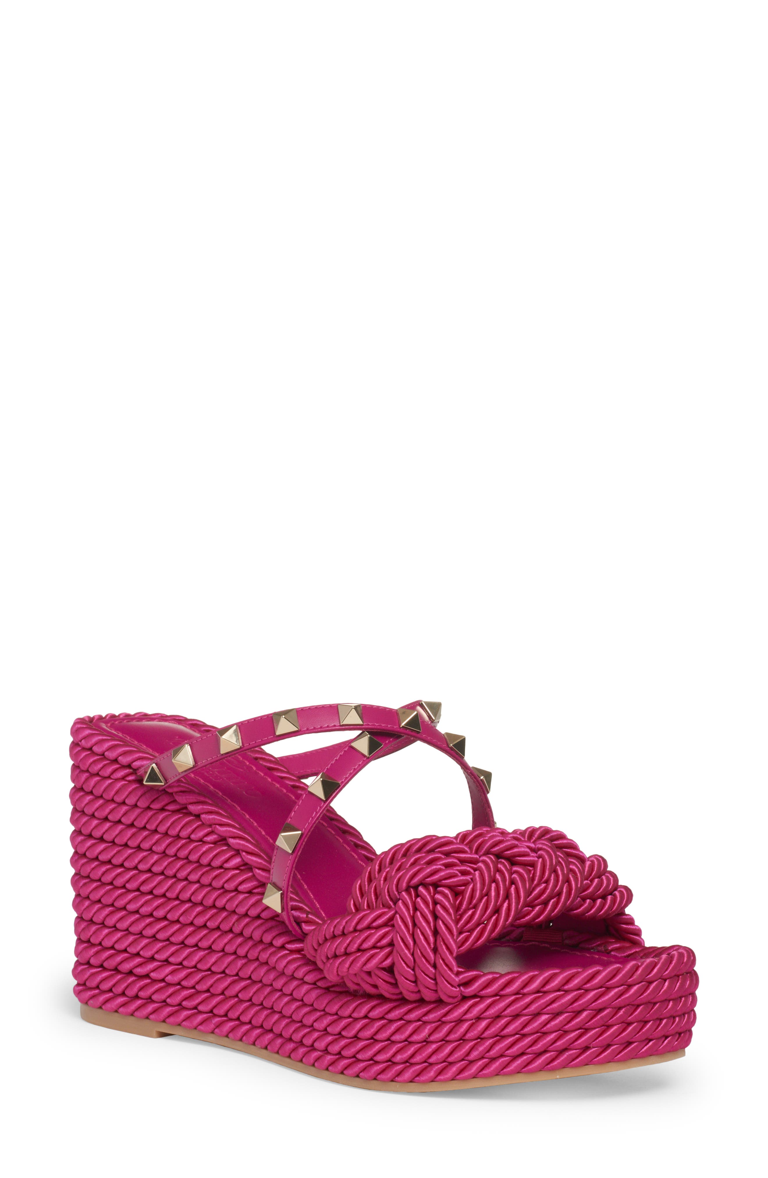 Rockstud Torchon Espadrille Wedge Sandal, Main, color, ROSE VIOLET