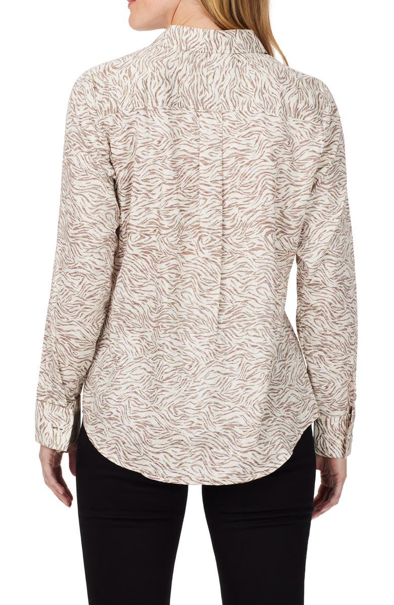 Foxcroft Davis Zebra Print Button-Up Shirt, Alternate, color, Ivory Multi