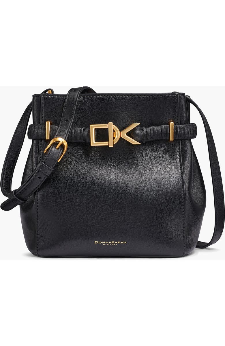 Donna Karan New York Gingham Crossbody, Main, color, Blk/Gold
