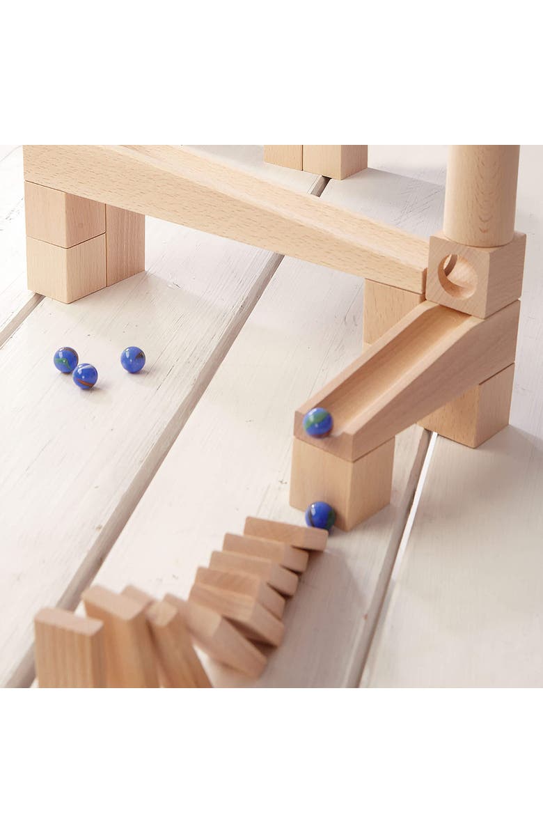 HABA Wooden Marble Run Ball Track Building Set for 3-10 Year Olds, STEM Toy with 44-Piece Wooden Track and Marbles, Montessori Toys for 3-5 Year Olds, Alternate, color, Multi