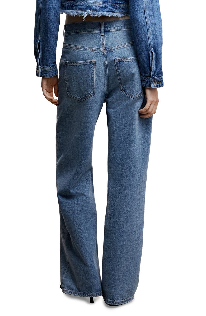 MANGO High Waist Distressed Hem Wide Leg Jeans, Alternate, color, 