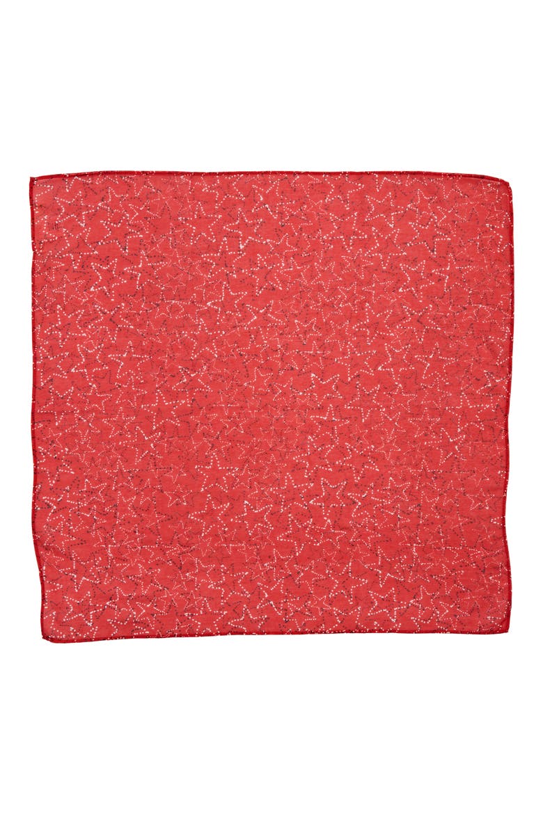 Star Print Square Scarf, Alternate, color, RED STAR GAZER