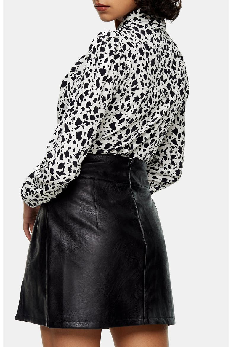 Animal Print Tie Neck Blouse, Alternate, color, BLACK MULTI