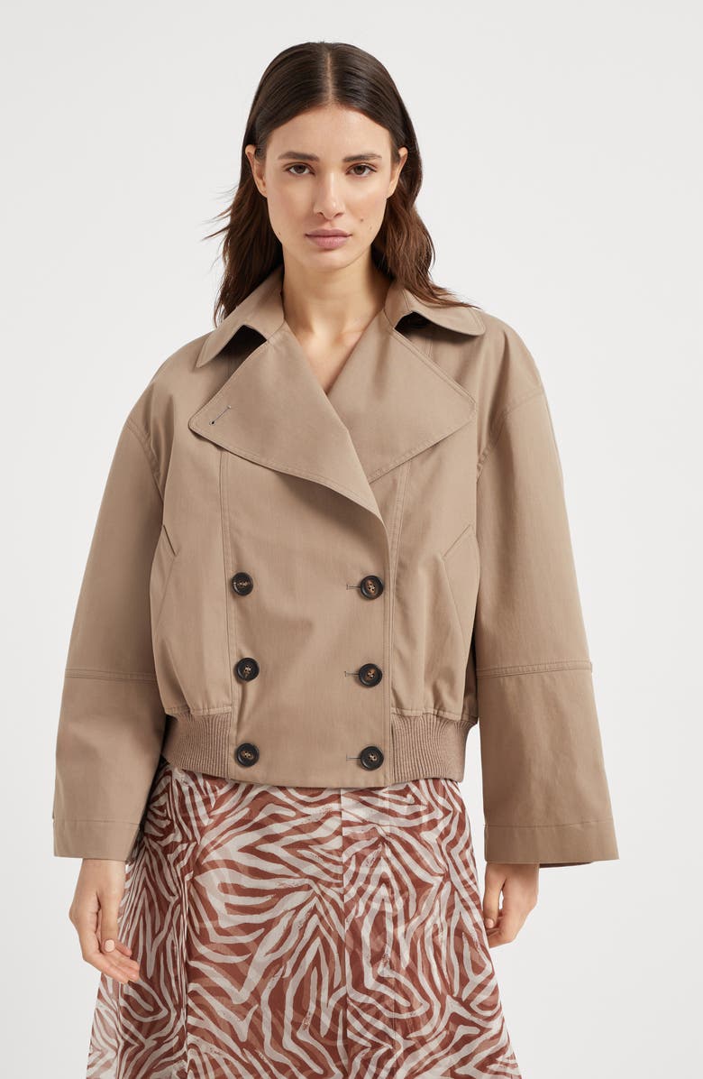 Brunello Cucinelli Crop caban jacket with monili, Alternate, color, 