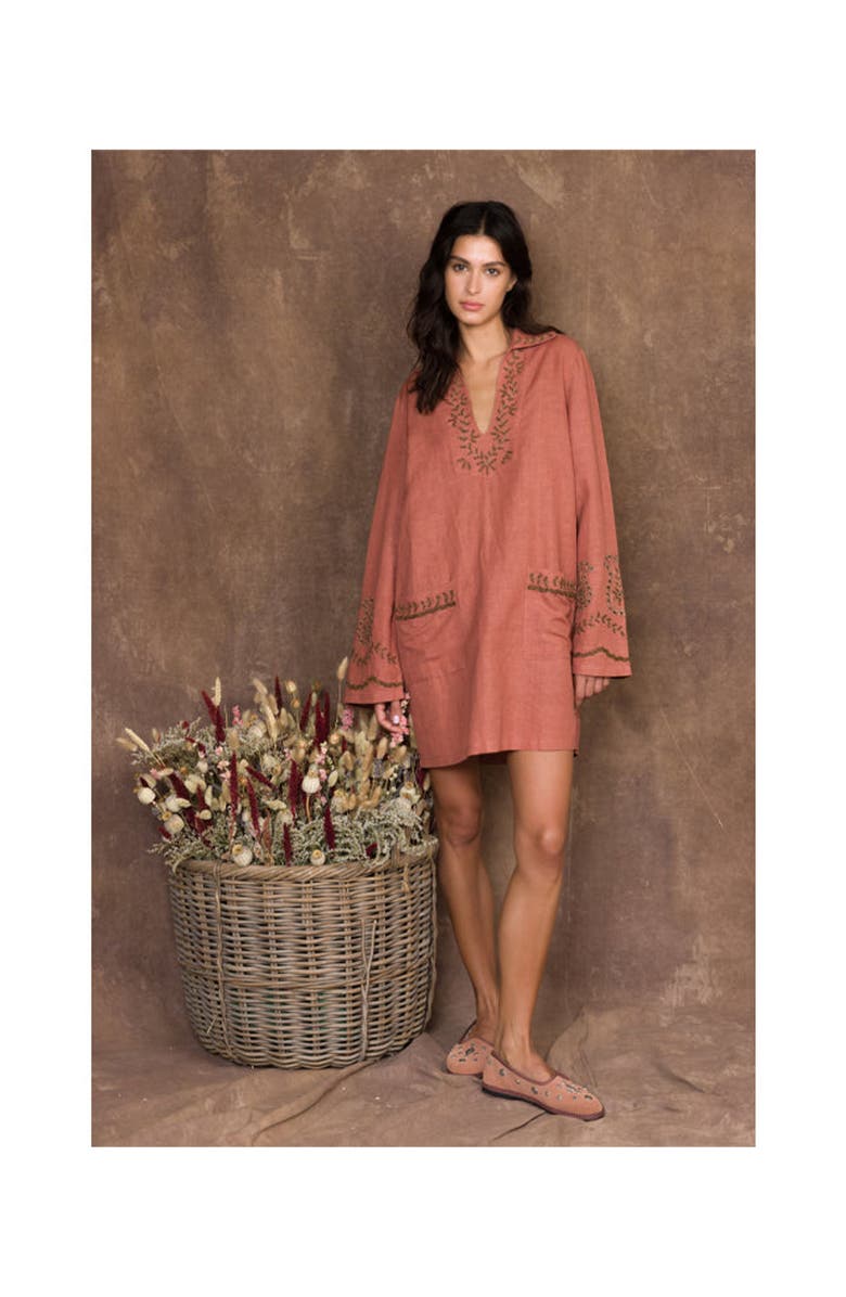 Fortela Genevieve Embroidered Midi Dress, Alternate, color, Antique Pink