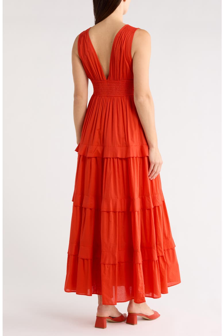 Sleeveless Tiered Cotton Maxi Dress, Alternate, color, RED BLOOM