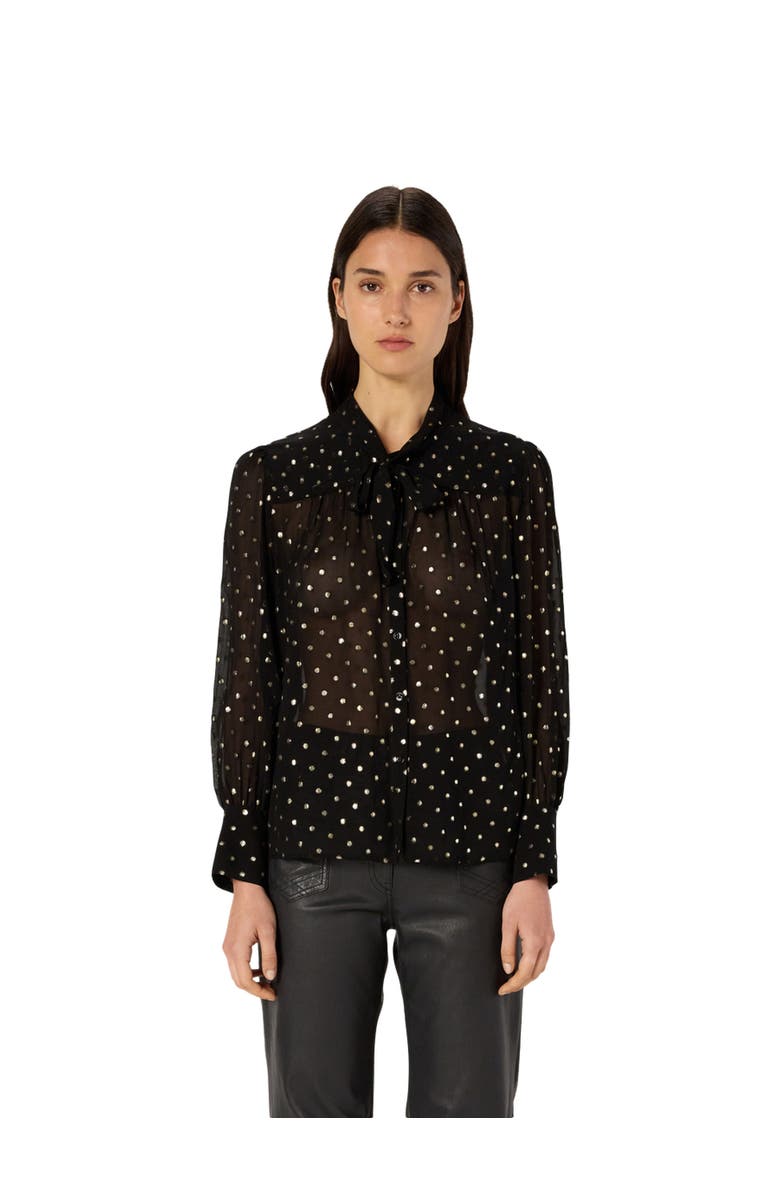 GERARD DAREL Andree Sheer Metallic Polka Dot Blouse, Main, color, Black