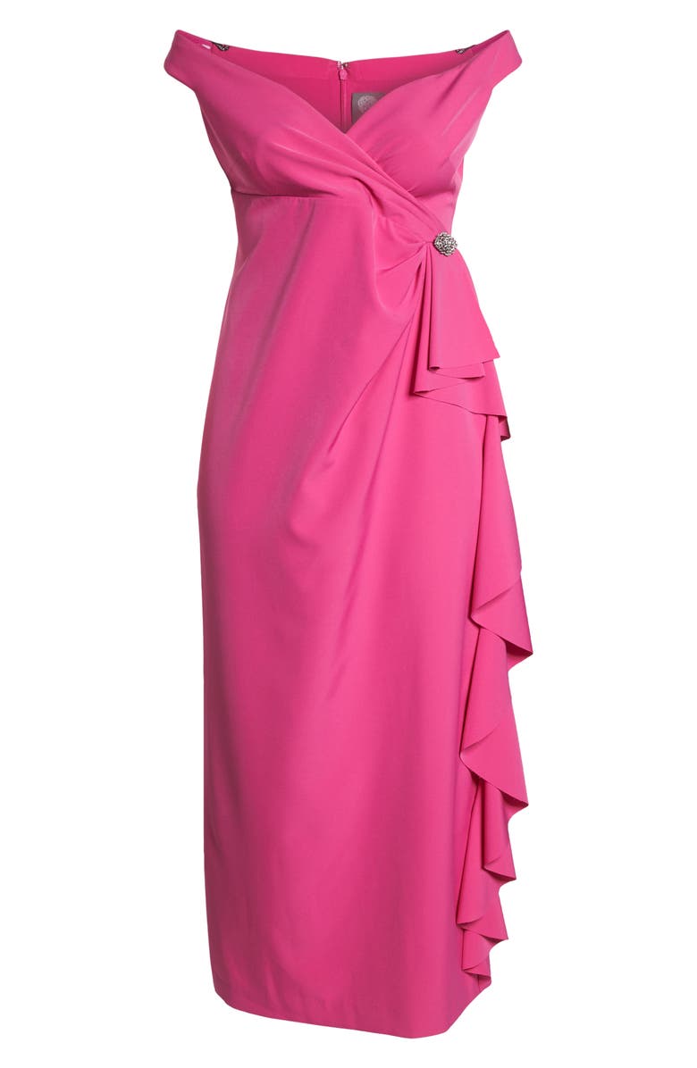 Vince Camuto Off the Shoulder Embellished Ruffle Gown, Alternate, color, 
