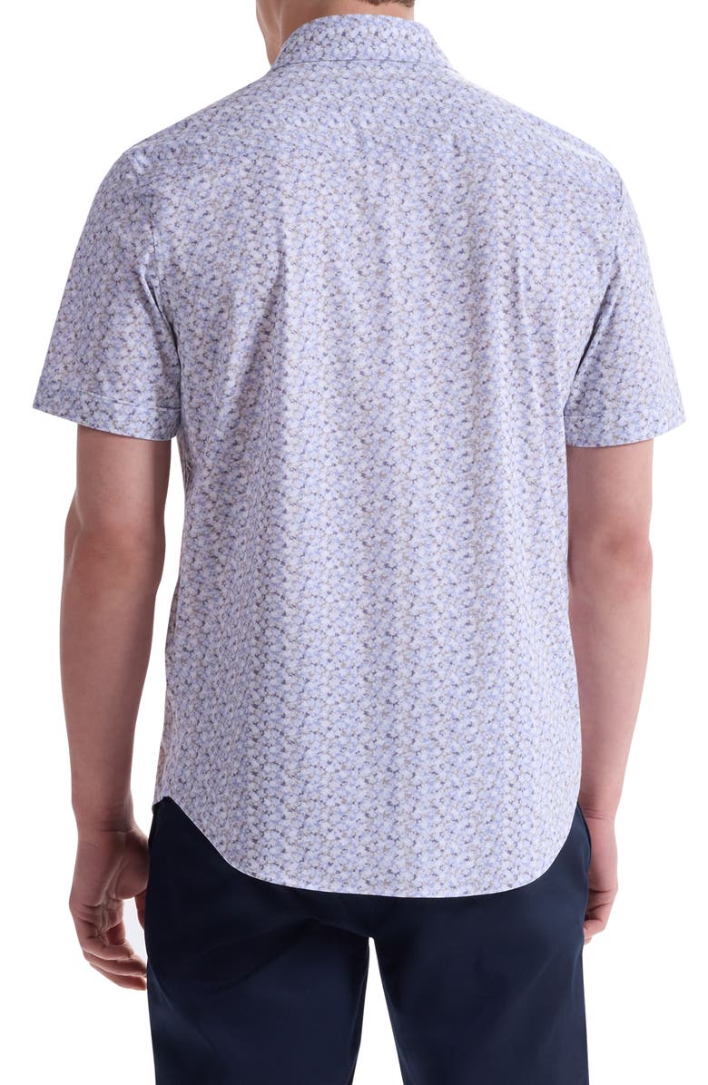 Bugatchi Miles OoohCotton<sup>®</sup> Short Sleeve Button-Up Shirt, Alternate, color, Air Blue