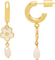 Estella Bartlett Flower Pearl Hoop Earrings