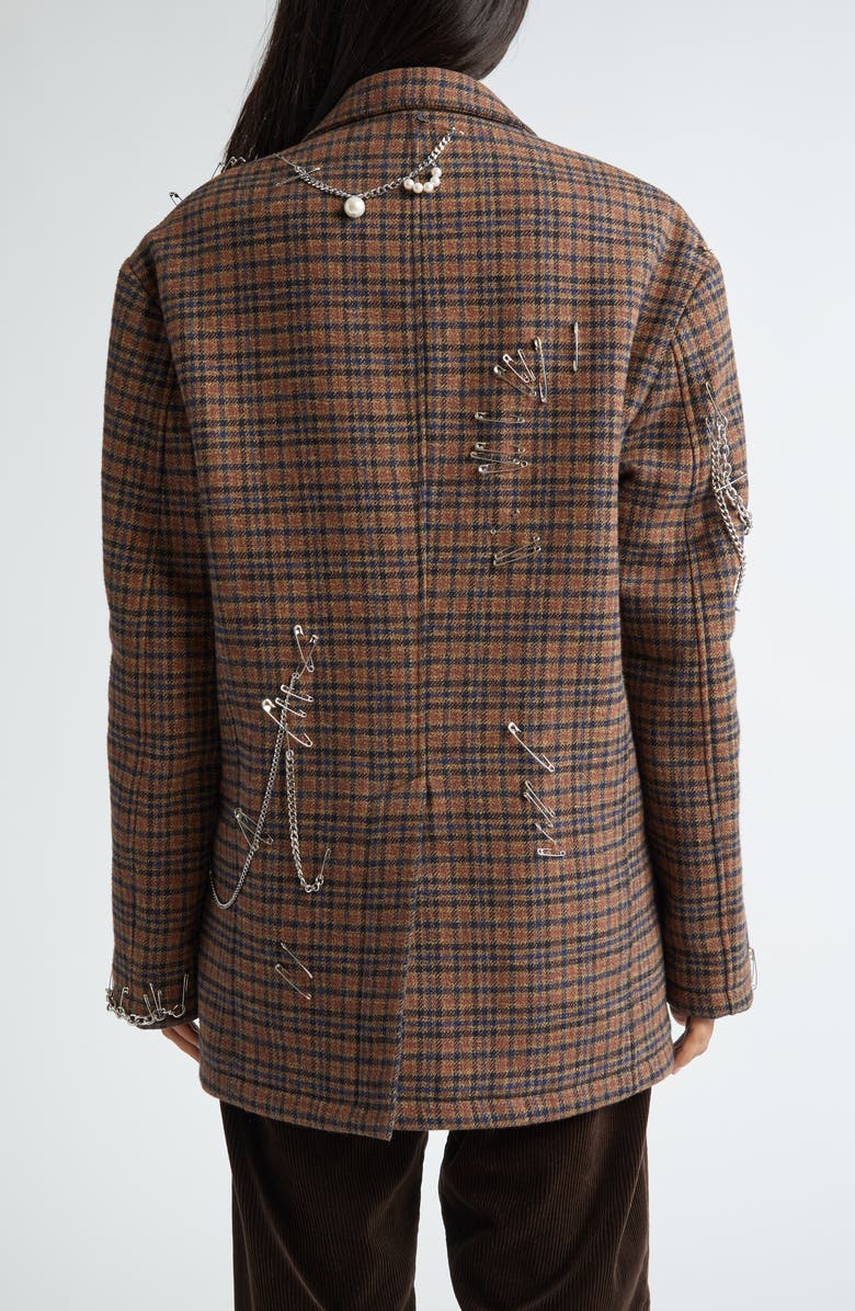 R13 Pinchushion Plaid Embellished Blazer, Alternate, color,