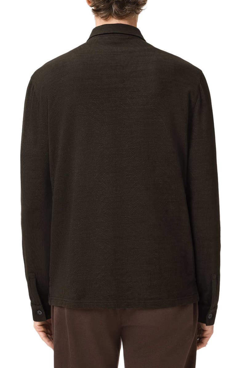 John Varvatos Kassen Jacquard Zip-Up Shirt Jacket, Alternate, color, Dark Brown