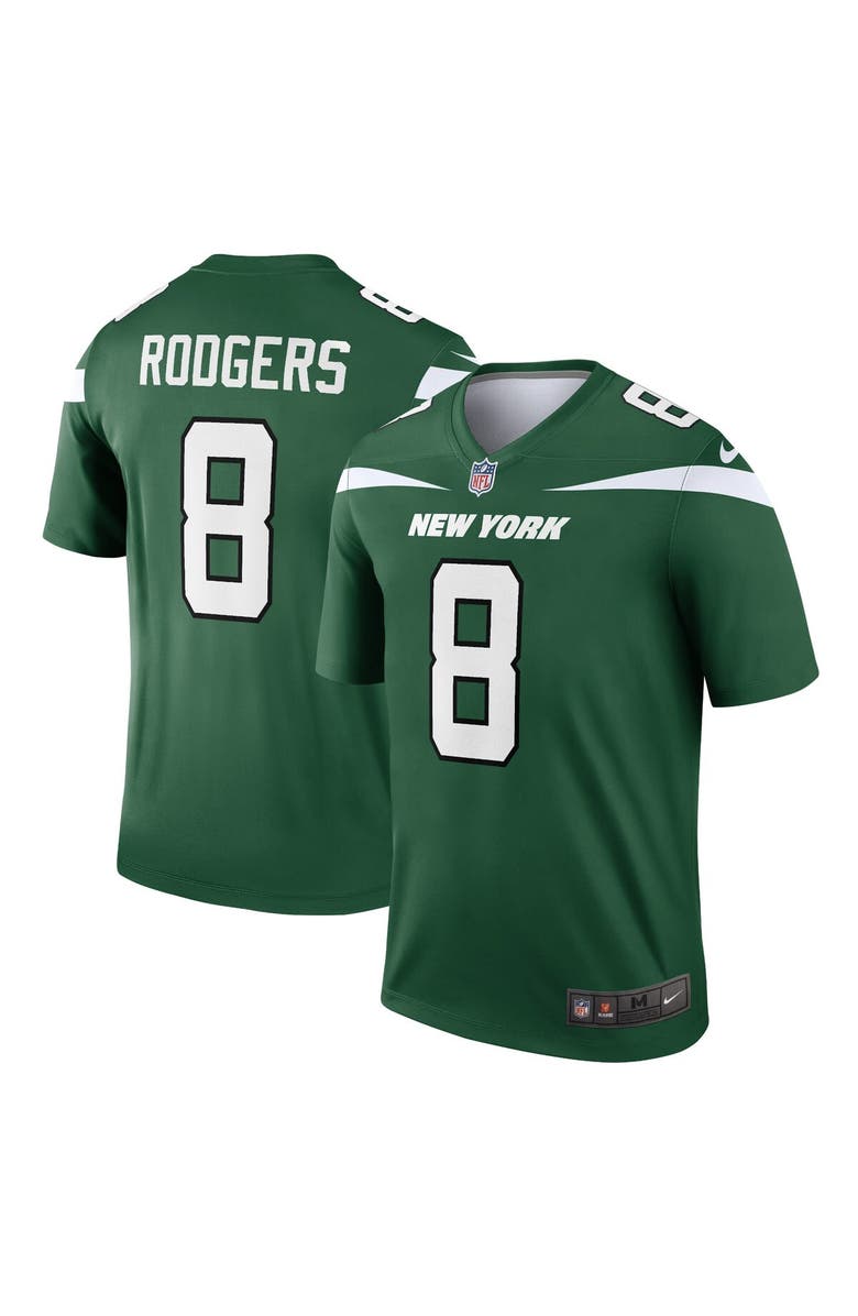 Nike Men's Nike Aaron Rodgers Gotham Green New York Jets Legend Player Jersey, Alternate, color,
