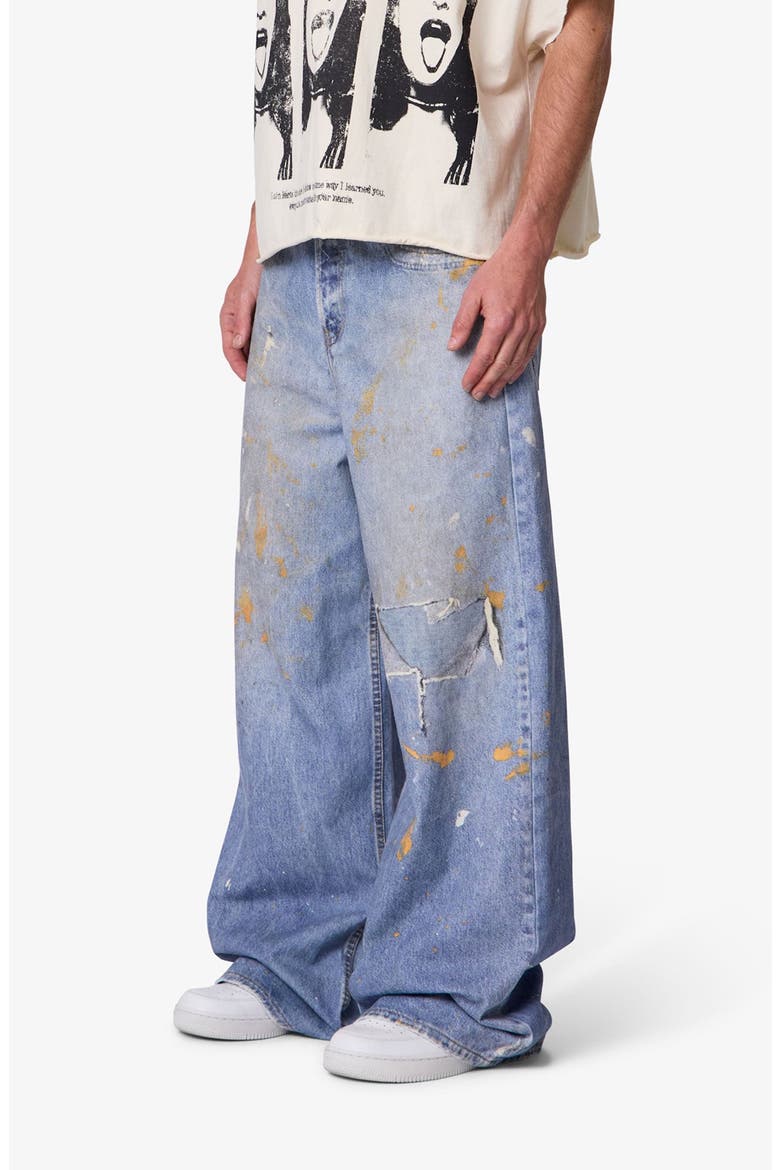 Rave Distressed Wide Leg Relaxed Jeans, Alternate, color, BLUE