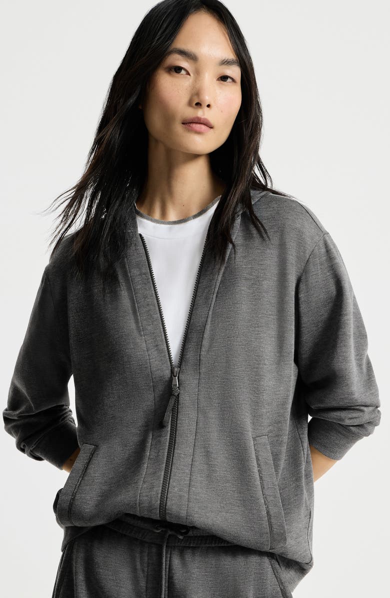 Brunello Cucinelli Sweatshirt with hood, Alternate, color, Dark Grey