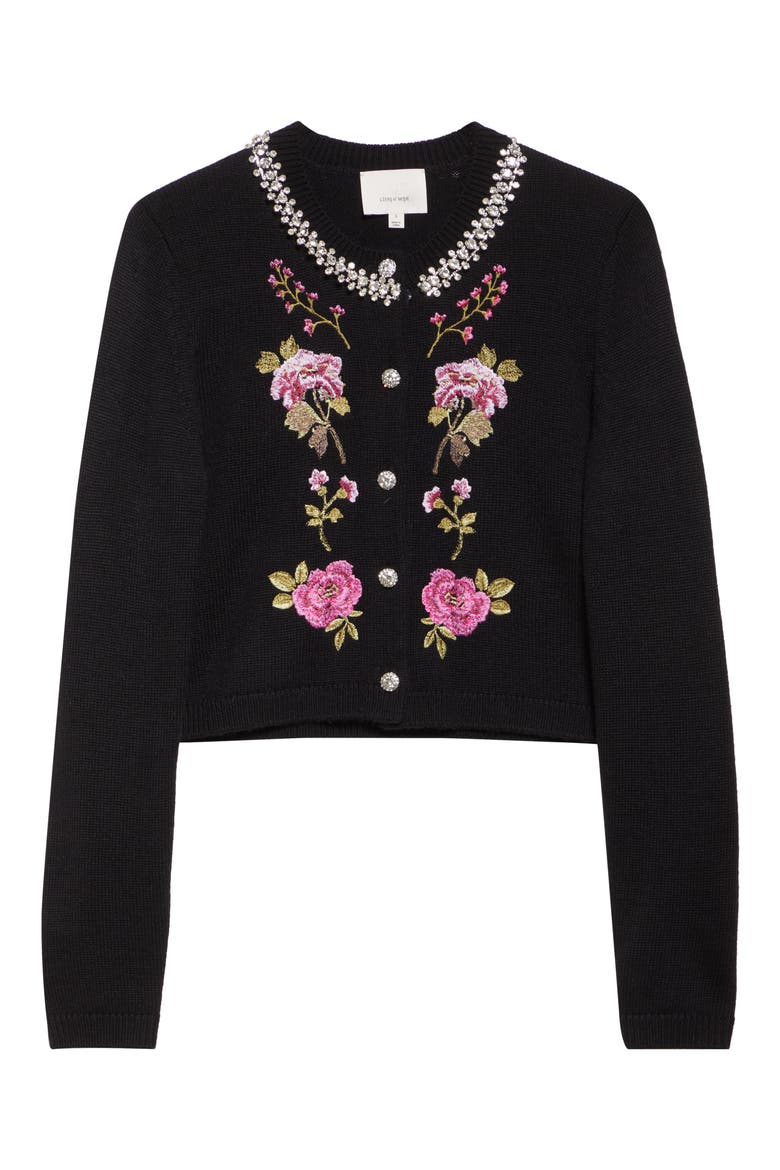 Isolde Floral Embroidered Cardigan, Alternate, color, BLACK MULTI