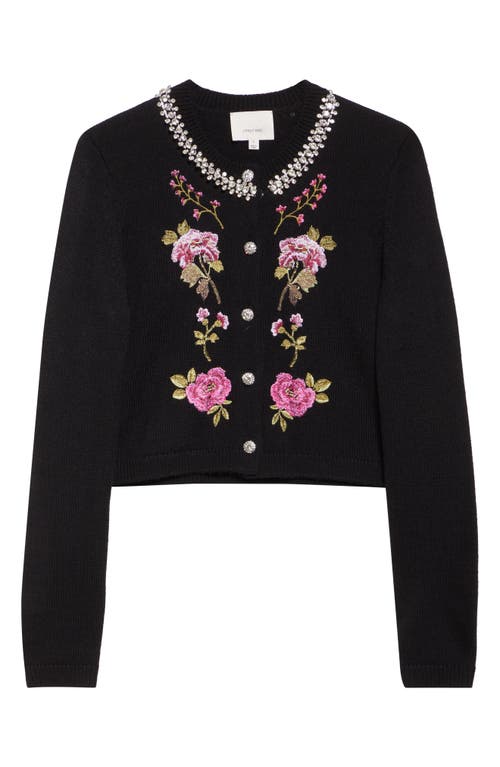 Cinq À Sept Isolde Floral Embroidered Cardigan In Black