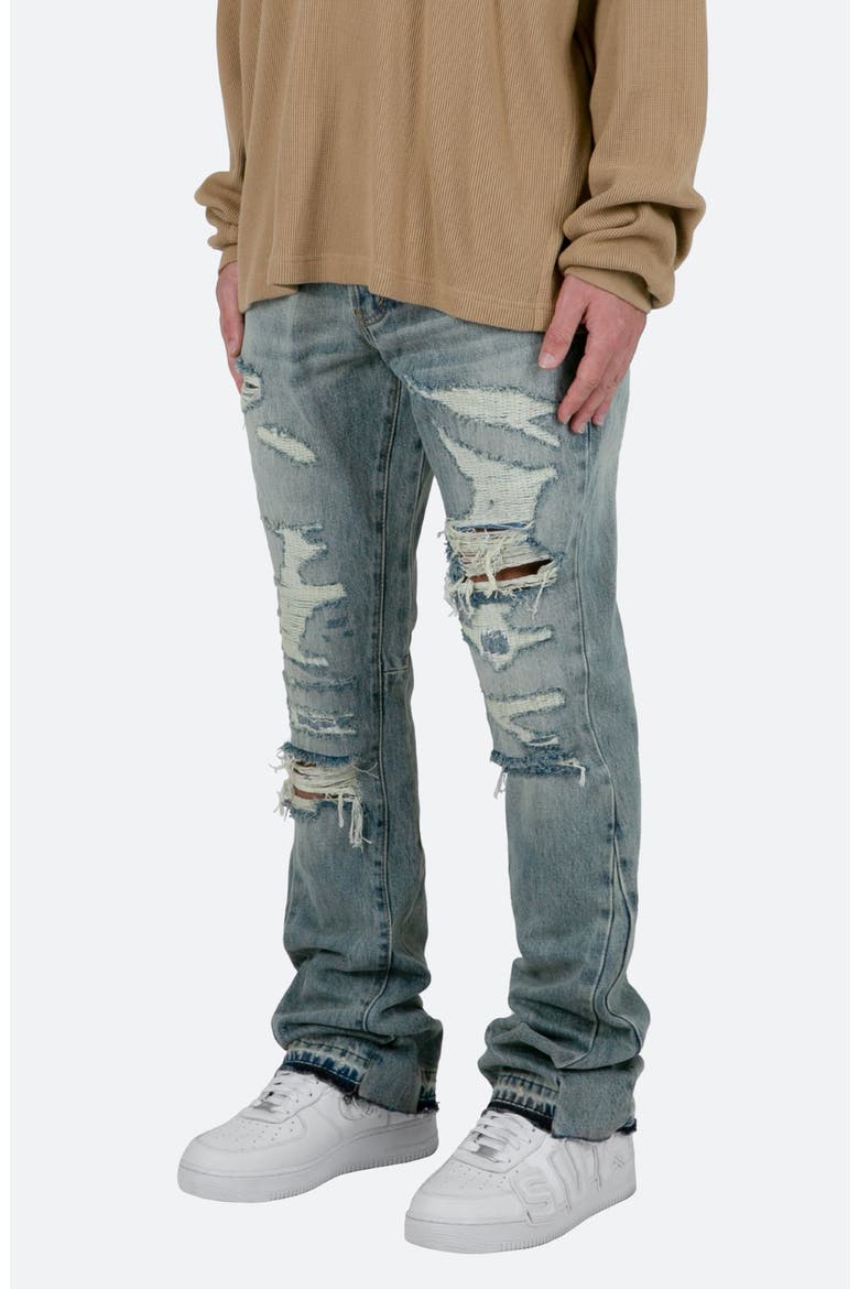 Distressed Flared Jeans, Alternate, color, BLUE