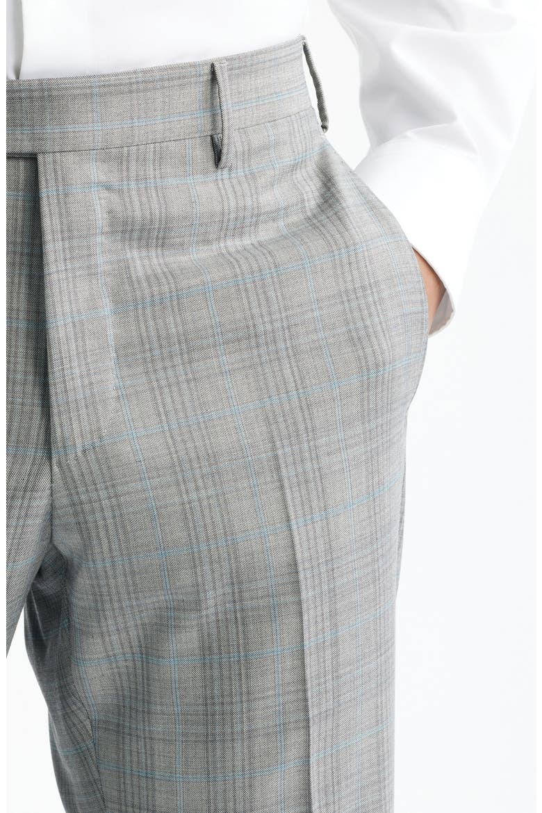 Parker Flat Front Plaid Wool Dress Pants, Alternate, color, STONE