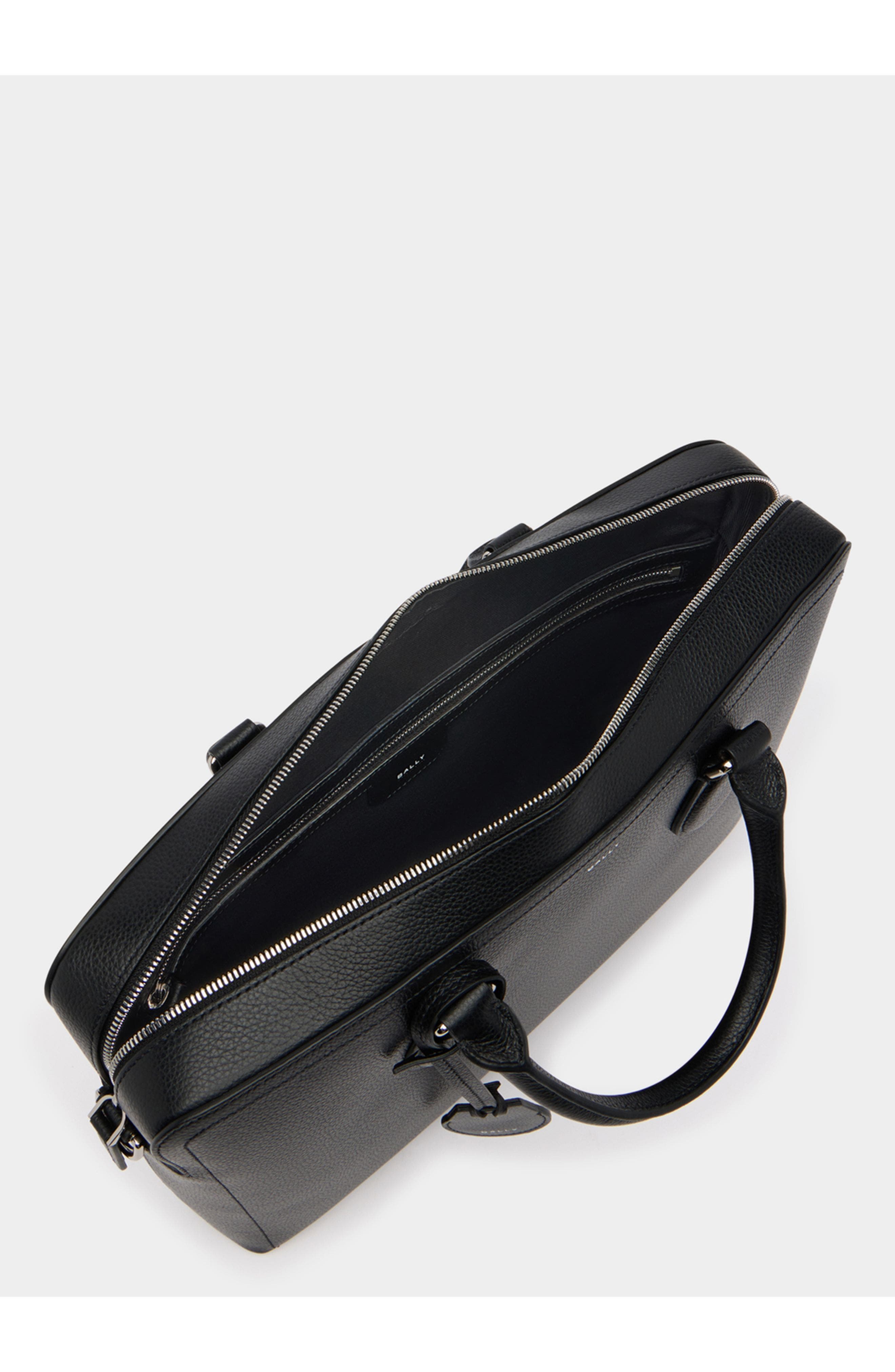 Bally Capitol Briefcase in Grained Leather, Alternate, color, Black+Palladio