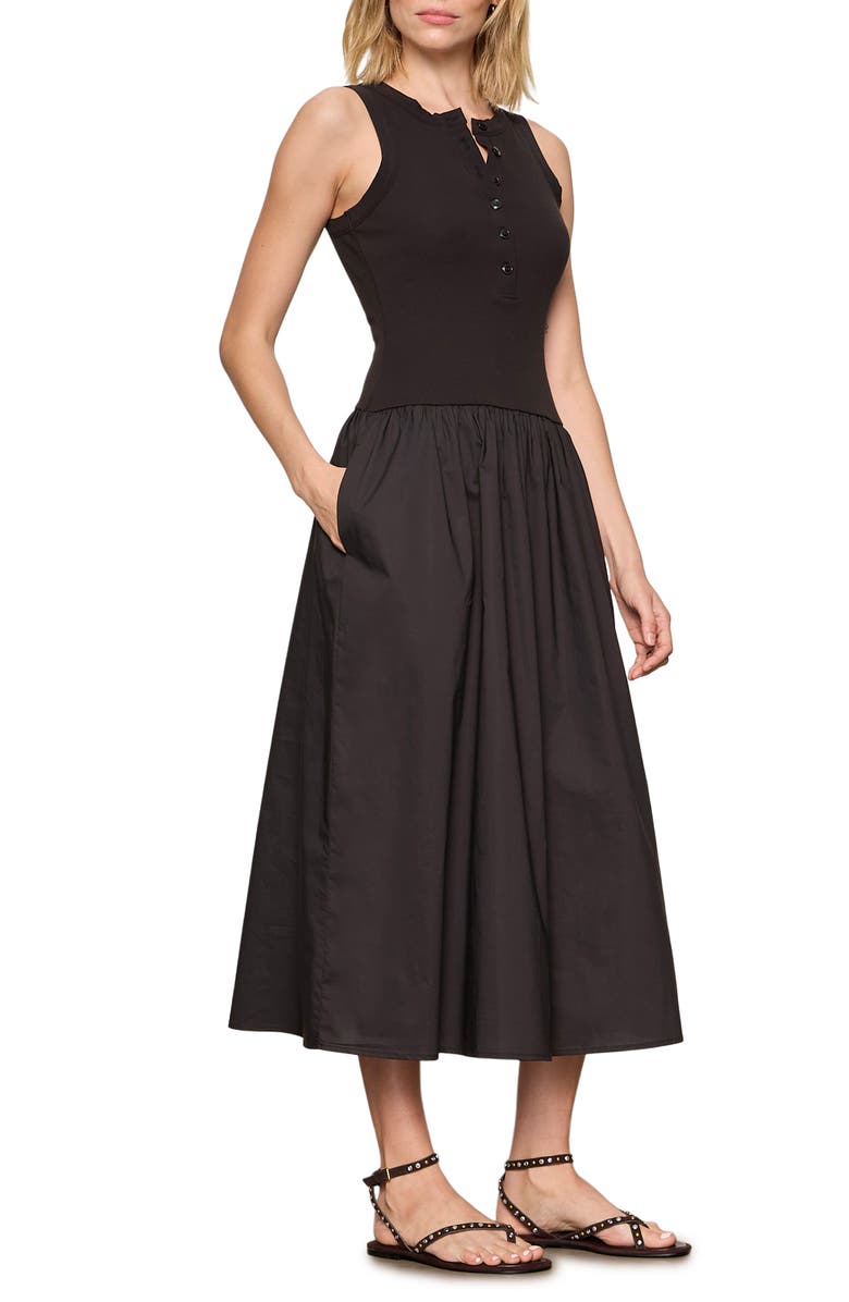 Sanctuary Breakaway Mixed Media Cotton Midi Dress, Alternate, color, 