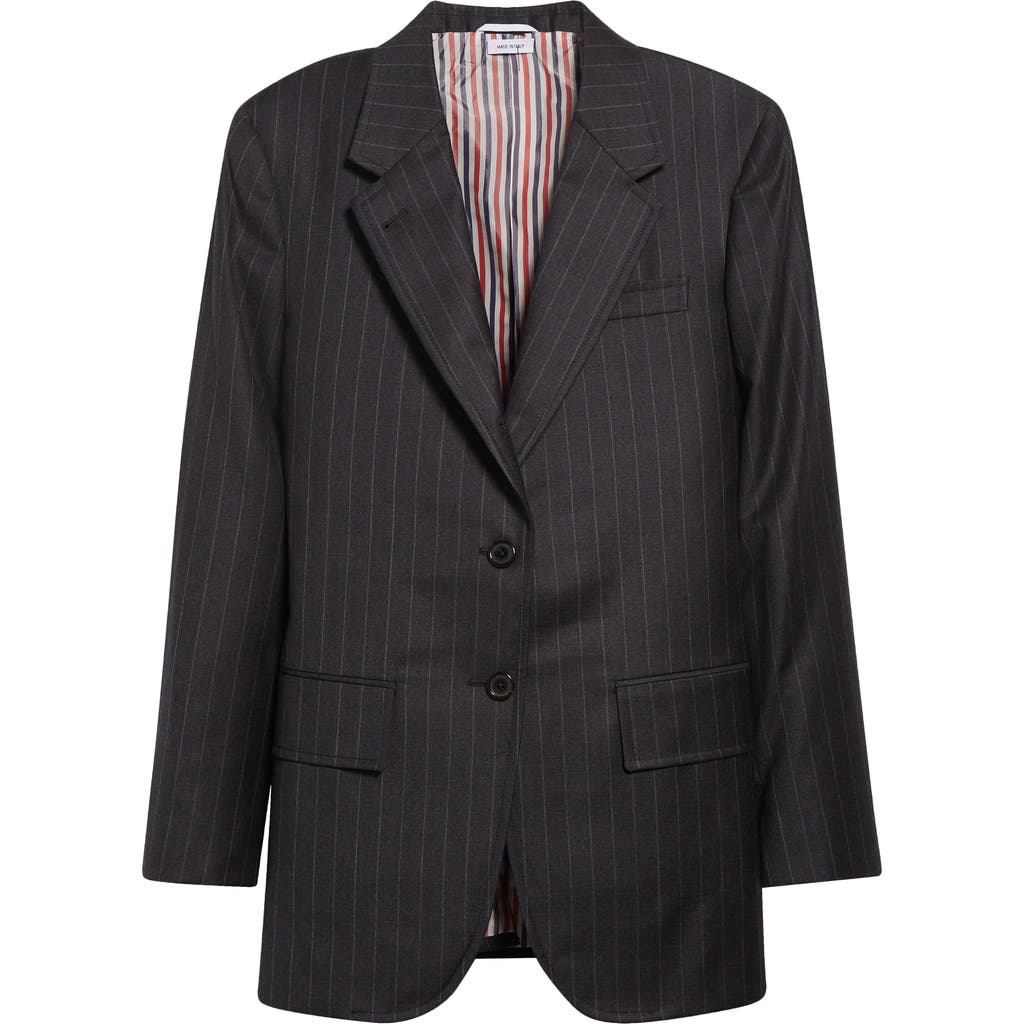 Thom Browne Pinstripe Wool Sport Coat In Dark Grey