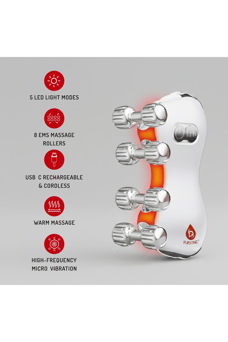 5-in-1 LED Light Therapy Skin Roller Massager & LED Red Light Therapy Panel, Alternate, color, Multicolor