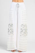 Collabo Crepon 3D Lace Mixed Media Wide Leg Pants