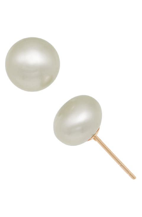 Freshwater Button Pearl Stud Earrings