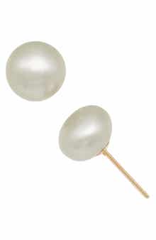 FUZION CREATIONS Freshwater Button Pearl Stud Earrings