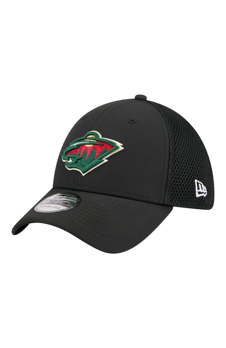 New Era Men's New Era  Black Minnesota Wild Logo 39THIRTY Flex Hat, Main, color, Black