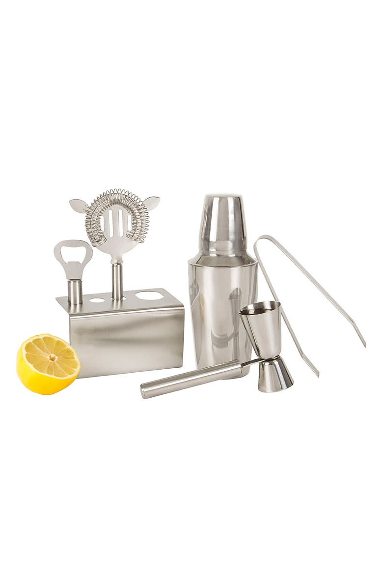 Cathy's Concepts Monogram Stainless Steel Mixology Set, Main, color, 