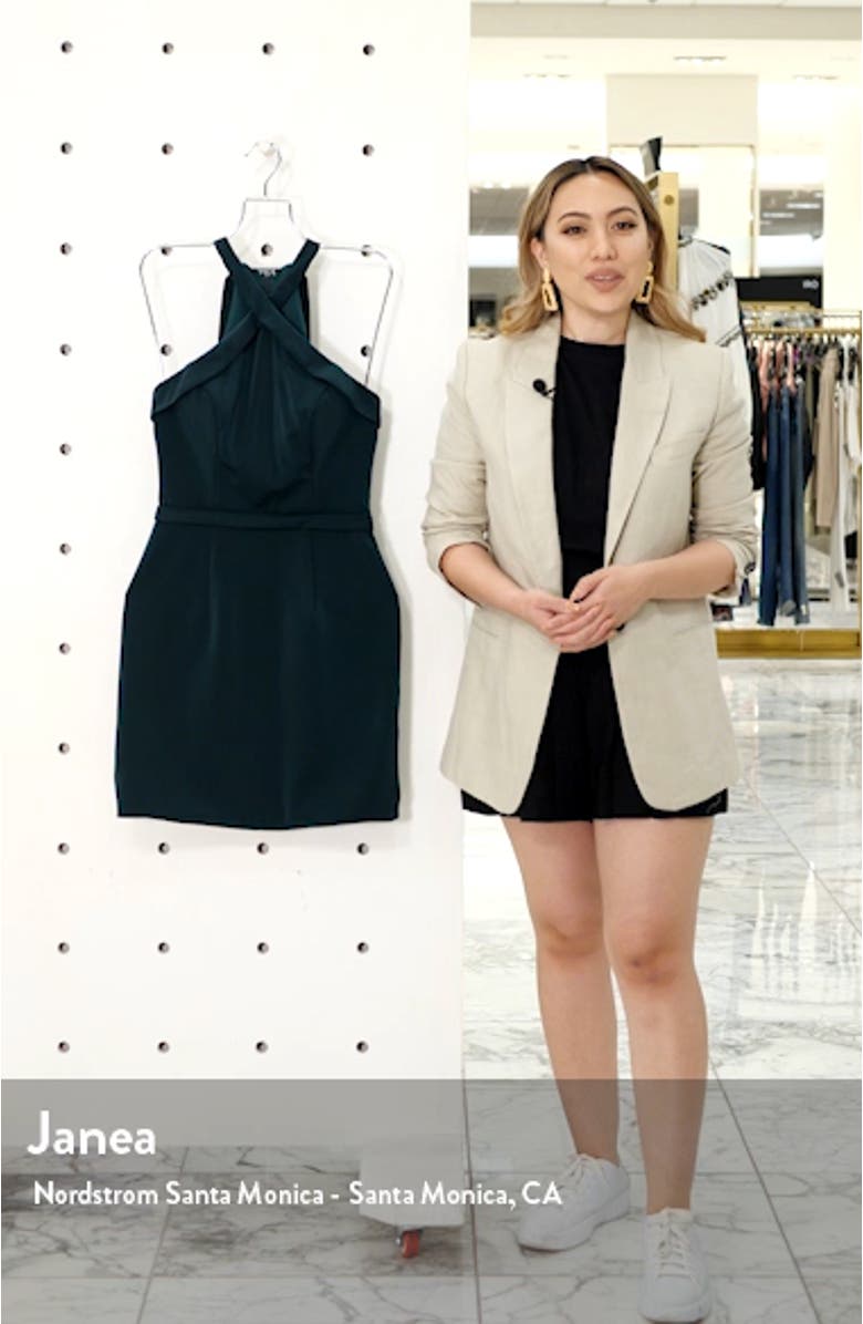 Crisscross Neck Satin Twill Cocktail Dress, sales video thumbnail