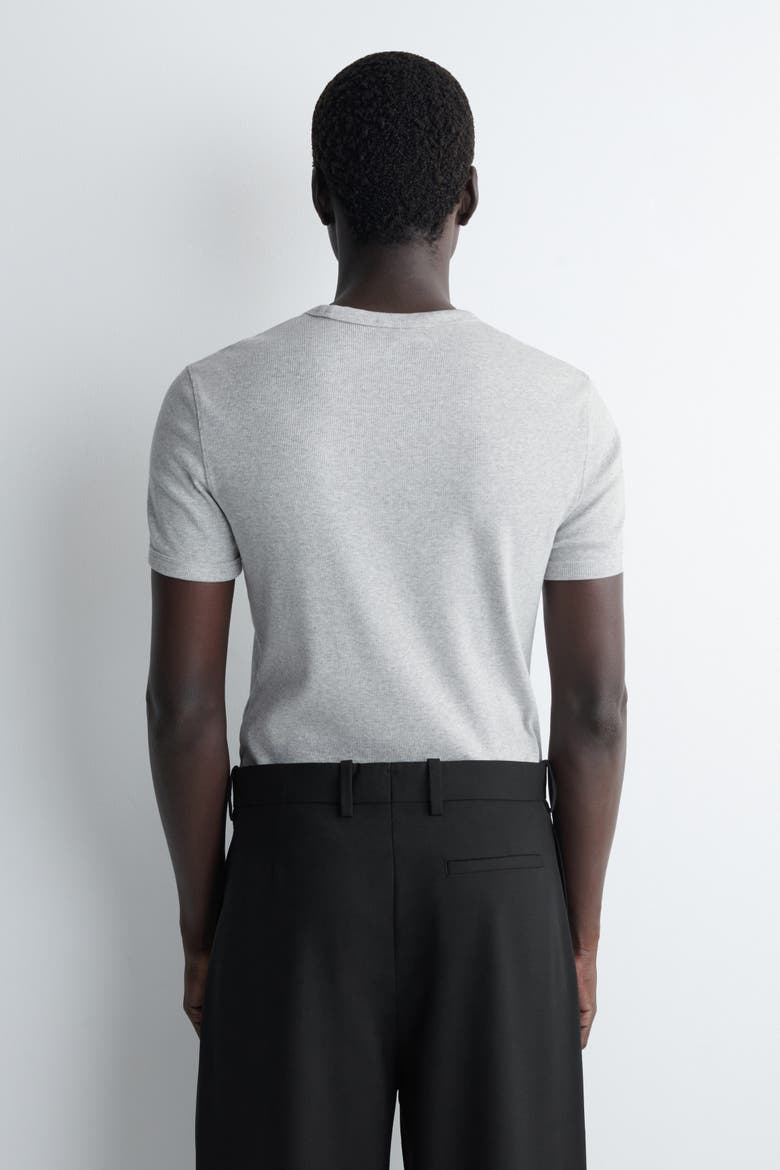 Slim Ribbed Cotton T-Shirt, Alternate, color, LIGHT GRAY