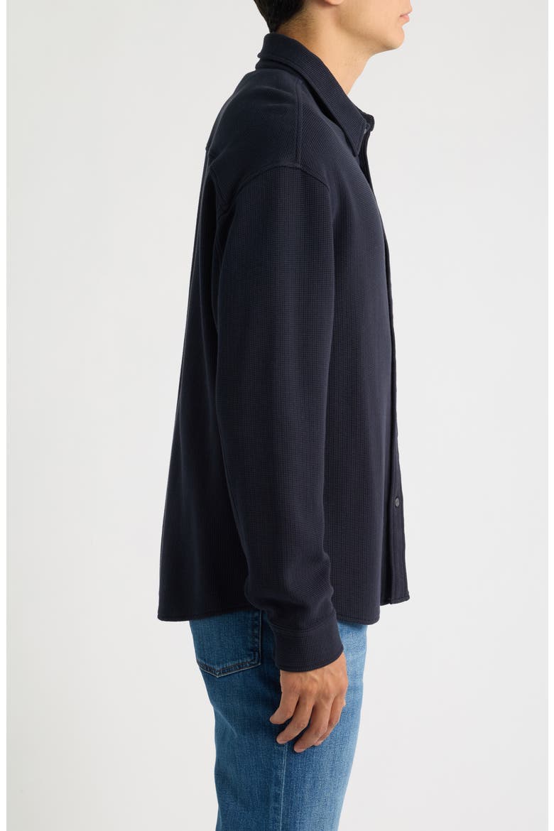 Waffle Textured Button-Up Shirt, Alternate, color, DARK NAVY