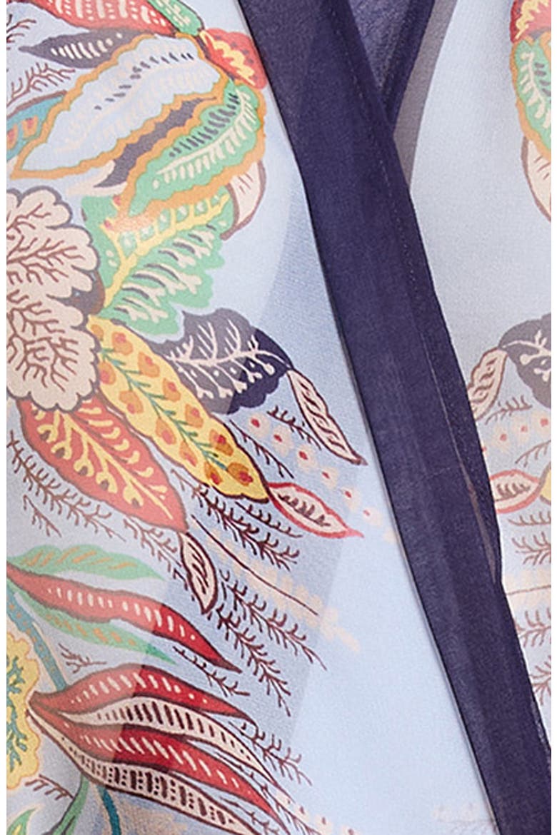 Scarf Print Long Silk Vest, Alternate, color, PRINT ON PALE BLUE BASE