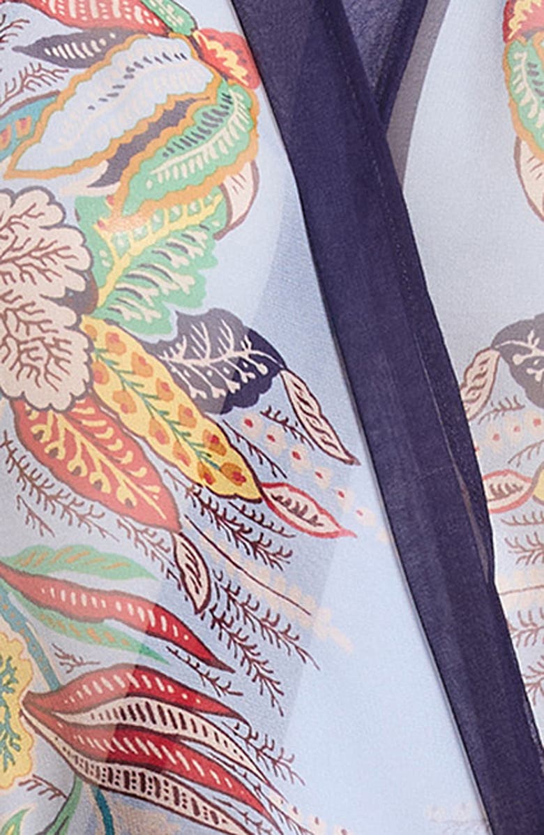 Etro Scarf Print Long Silk Vest, Alternate, color, Print On Pale Blue Base