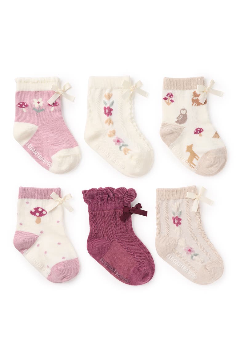 Assorted 6-Pack Forest Family Socks Gift Box, Main, color, IVORY MULTI