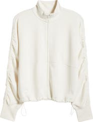 Zella Ultrasoft Ruched Sleeve Front Zip Jacket