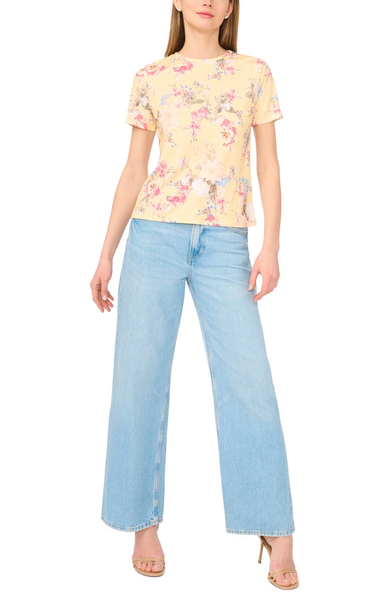 Ted Baker Print Crewneck T-Shirt, Alternate, color, Lemon Cream