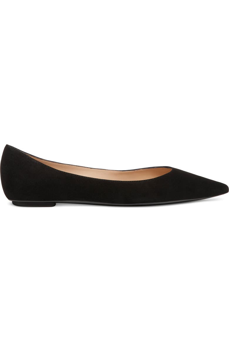 Stuart Weitzman Emilia Pointed Toe Flat, Alternate, color, Black Suede