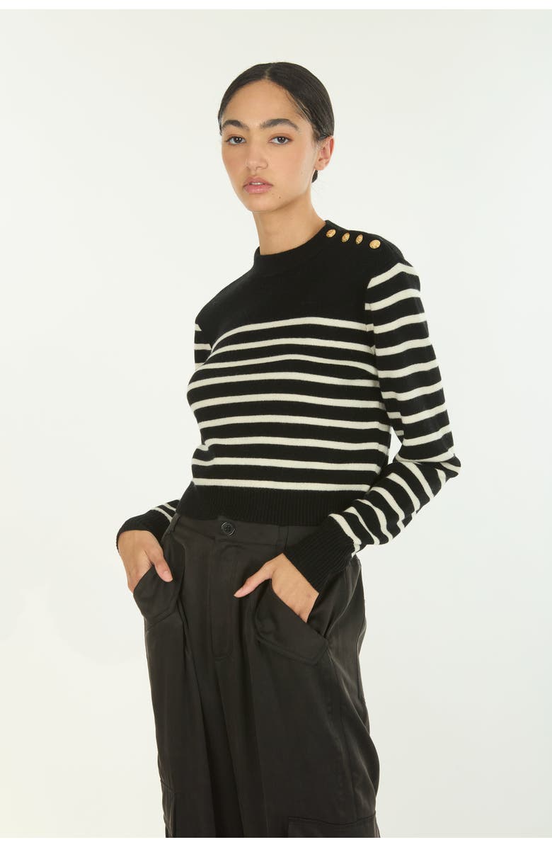 SECRET MISSION Nell Knit, Alternate, color, Black And Crème Stripe