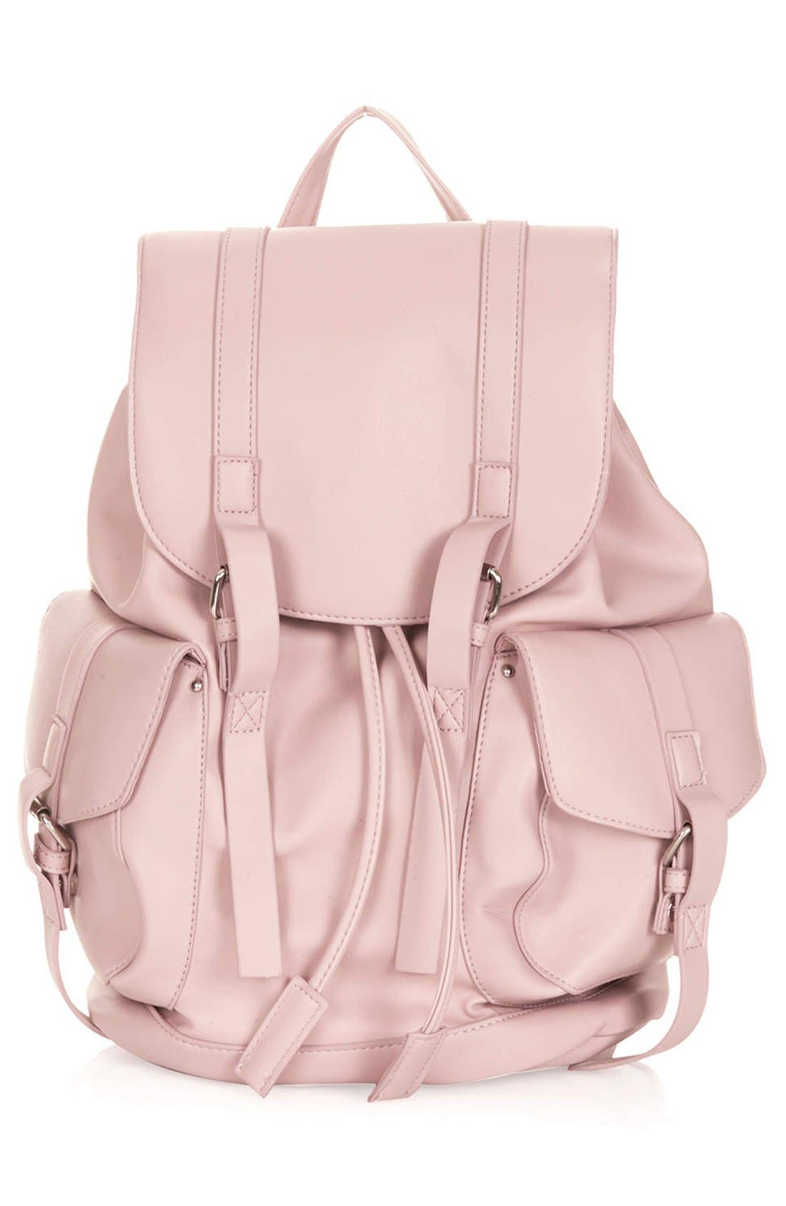 Faux Leather Backpack, Main, color, PINK