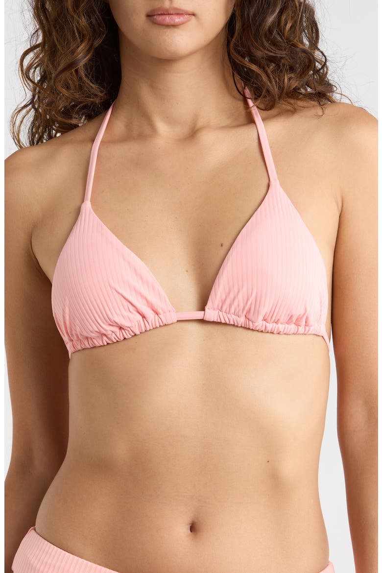 Gia Tropical Floral Print Triangle Bikini Top, Main, color, PINK CORAL