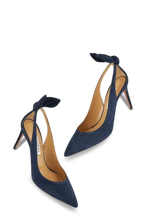 Aquazzura Bow Tie Pointed Toe Pump In Blue