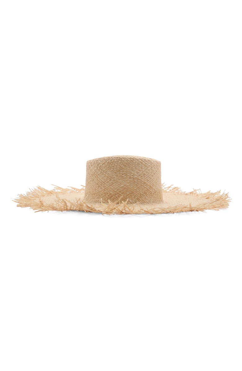 MANGO Raw Edge Raffia Hat, Main, color, 