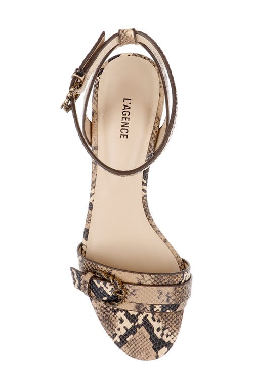 Shop L Agence L'agence Hughette Snakeskin Embossed Ankle Strap Sandal In Natural Snake Embossed