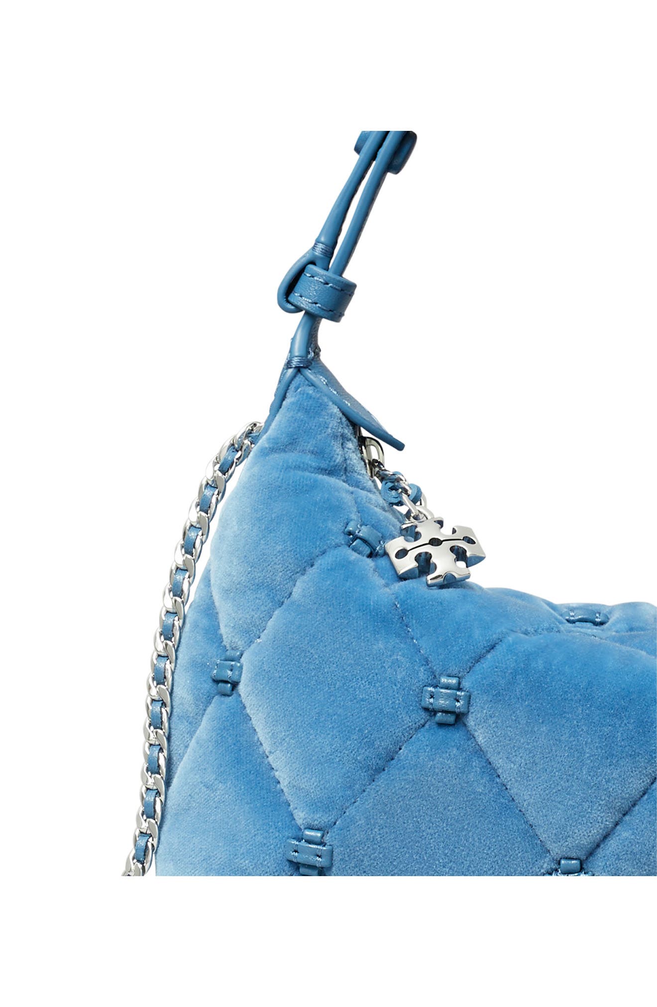 Bunny Knot Velvet Pochette, Alternate, color, ELECTRIC BLUE