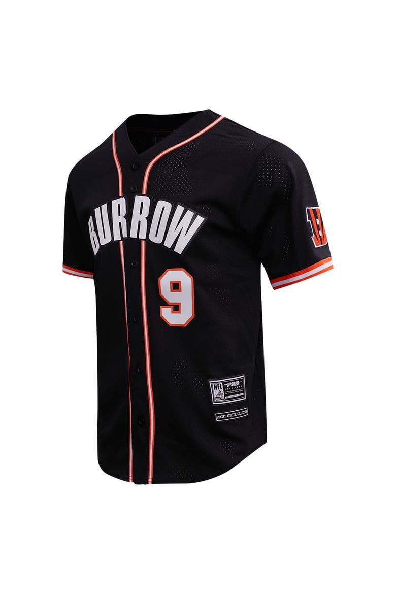 Men's Pro Standard Joe Burrow Black Cincinnati Bengals Mesh Button-Up Baseball Jersey, Alternate, color, Black