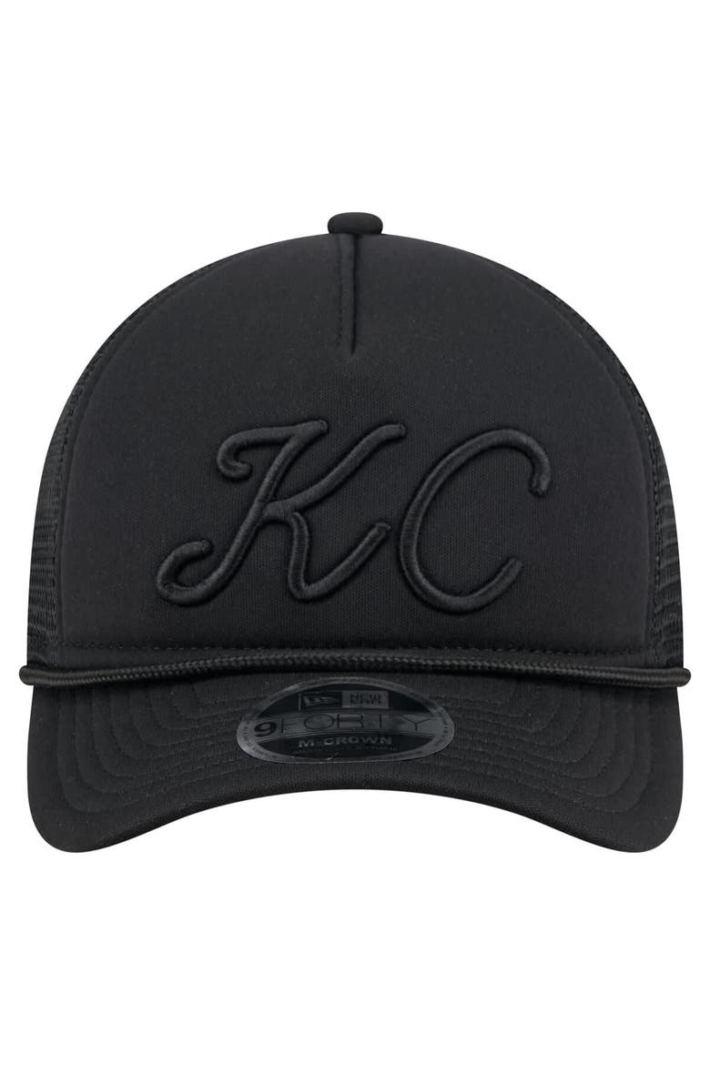 Men's New Era Black Kansas City Royals City Initial 9FORTY A-Frame M-Crown Adjustable Trucker Hat, Alternate, color, Black